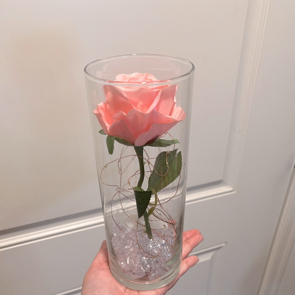 Rose vase with lights